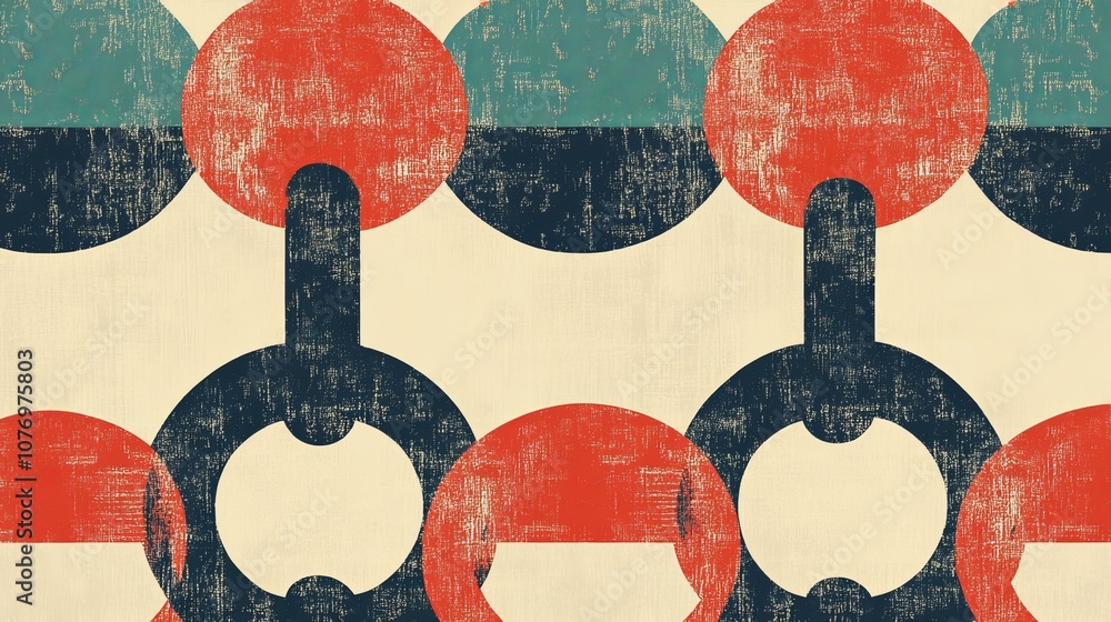 Poster abstract geometric pattern with circles in retro style design