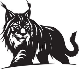 Obraz premium Lynx Silhouette Vector Art on White Background - Stealthy Wild Cat Icon Design