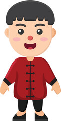 Fototapeta premium chinese asian character religion business icon cartoon illustration set holiday art person fashion