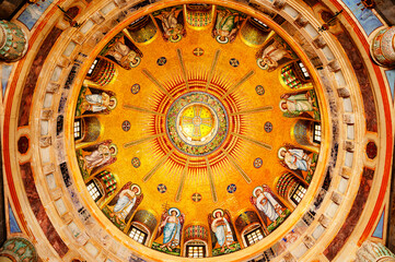 The beautifully decorated ceiling of the Andrássy Mausoleum in Krásnohorské Podhradie