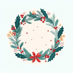 Naklejka premium Christmas wreath pattern plant leaf.
