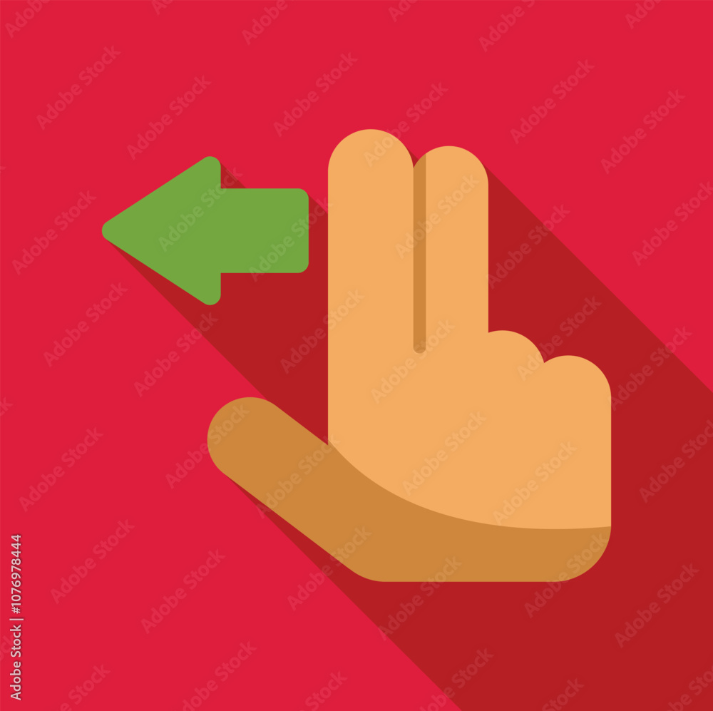 Aufkleber two fingers swiping left on a touchscreen with a green arrow indicating direction, symbolizing navig