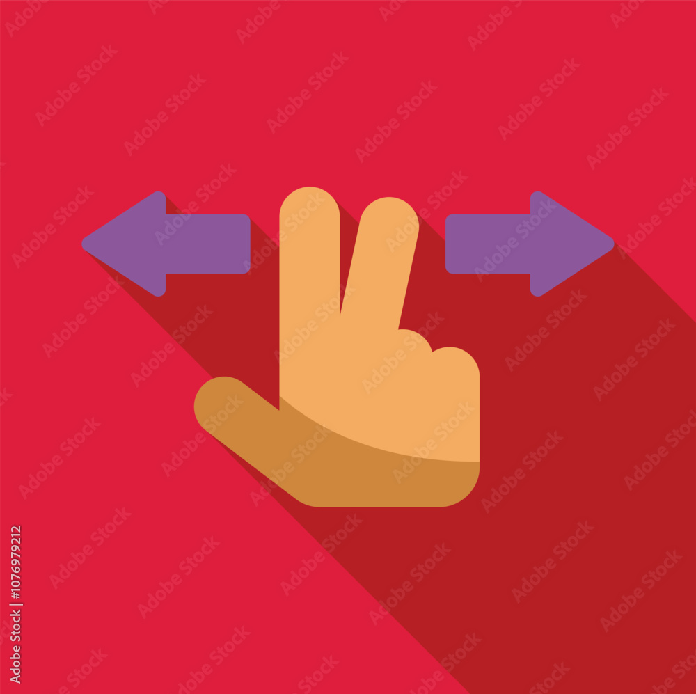 Poster hand making scrolling gesture on touchscreen, with two fingers swiping left and right, indicated by 