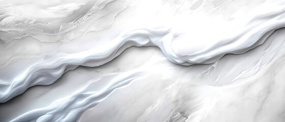 Obraz premium Abstract pattern of smooth white waves on a grey surface, creating a calm and serene visual effect.