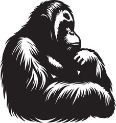 Orangutan Silhouette Vector Art on White Background - Majestic Primate Icon Design

