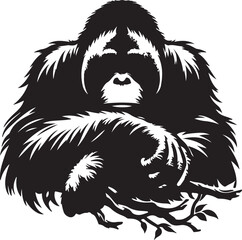 Orangutan Silhouette Vector Art on White Background - Majestic Primate Icon Design   © objecttheart