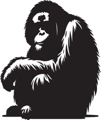 Obraz premium Orangutan Silhouette Vector Art on White Background - Majestic Primate Icon Design