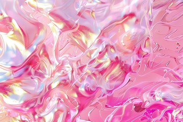 Fototapeta premium Abstract Pink and White Iridescent Liquid Swirls