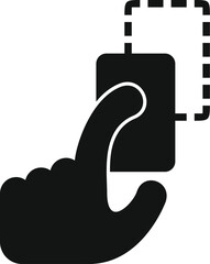 Mobile payment using nfc technology by a hand holding smartphone for contactless transaction