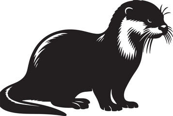 Otter Silhouette Vector Art on White Background - Playful Aquatic Animal Icon Design

