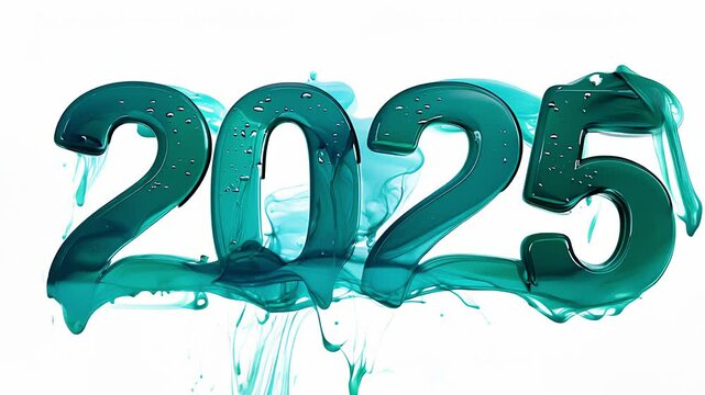 New Year, number 2025, made with paint. Created with Generative AI.