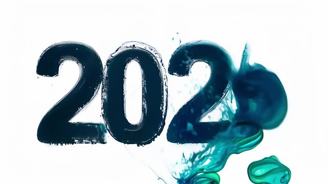 New Year, number 2025, made with paint. Created with Generative AI.