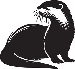 Otter Silhouette Vector Art on White Background - Playful Aquatic Animal Icon Design

