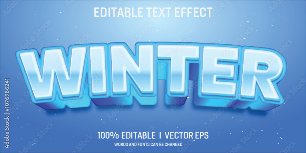 Poster editable winter vector 3d text effect with modern style design