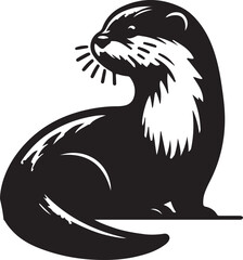 Fototapeta premium Otter Silhouette Vector Art on White Background - Playful Aquatic Animal Icon Design