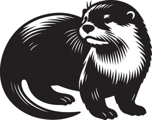 Otter Silhouette Vector Art on White Background - Playful Aquatic Animal Icon Design

