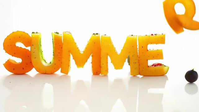 Word summer made of fruits. Created with Generative AI