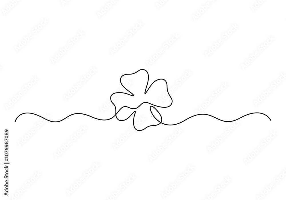 Aufkleber continuous one line drawing of four leaf clovers. clover four-leaf in continuous single line art dra