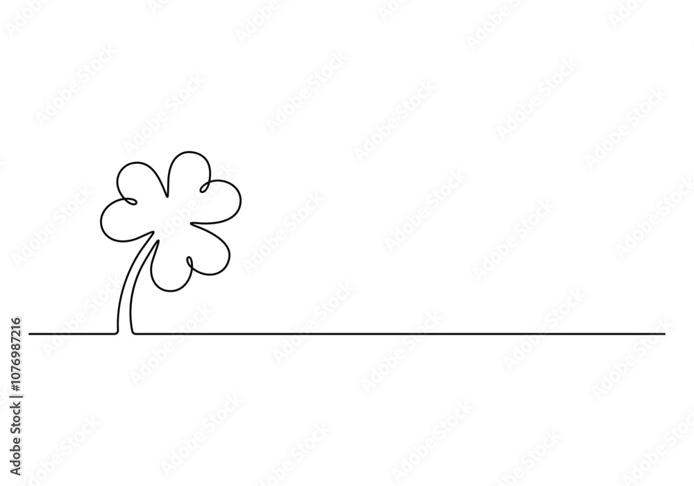 Aufkleber continuous one line drawing of three leaf clovers. clover three-leaf in continuous single line art. 