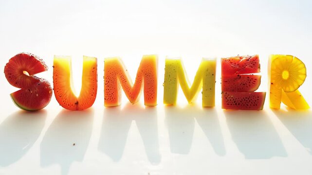 Word summer made of fruits. Created with Generative AI