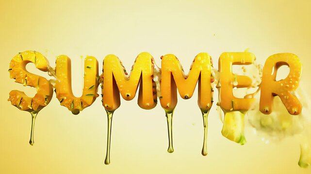 Word summer made of fruits. Created with Generative AI