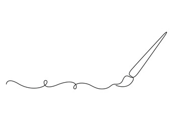 Paintbrush continuous one line drawing vector illustration