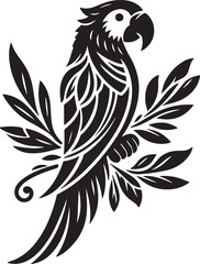 Obraz premium Parrot Silhouette Vector Art on White Background - Vibrant Tropical Bird Icon Design