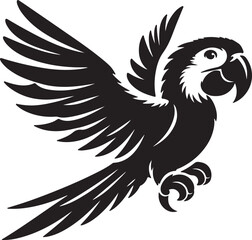 Parrot Silhouette Vector Art on White Background - Vibrant Tropical Bird Icon Design

