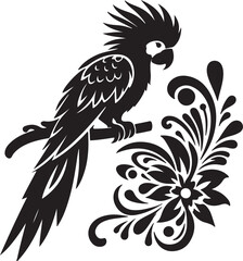 Parrot Silhouette Vector Art on White Background - Vibrant Tropical Bird Icon Design

