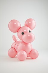 Whimsical Pink Balloon Dog Playful Minimalist Delight on Off-White Background