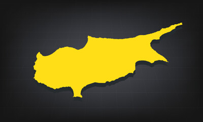 Obraz premium Yellow 3D Map of cyprus on a Dark Background, Displaying Geographical Shape and Borders for Educational and Informational