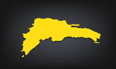 Obraz premium Yellow 3D Map of dominican on a Dark Background, Displaying Geographical Shape and Borders for Educational and Informational