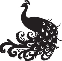 Fototapeta premium Peacock Silhouette Vector Art on White Background - Elegant Bird Icon Design