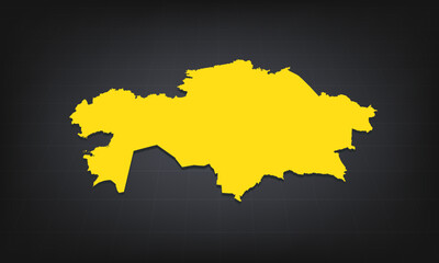 Obraz premium Yellow 3D Map of kazakhstan on a Dark Background, Displaying Geographical Shape and Borders for Educational and Informational