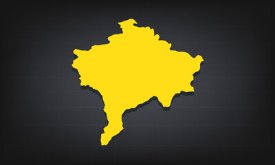 Obraz premium Yellow 3D Map of kosovo on a Dark Background, Displaying Geographical Shape and Borders for Educational and Informational
