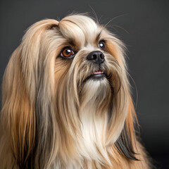 The Lhasa Apso is a small, affectionate dog with a long, flowing coat.