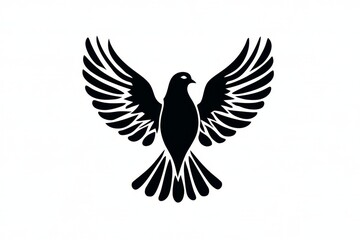 Obraz premium Minimalist silhouette of a bird in flight, representing freedom and the beauty of nature