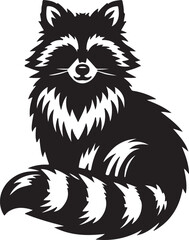 Obraz premium Raccoon Silhouette Vector Art on White Background - Playful Nighttime Animal Icon Design