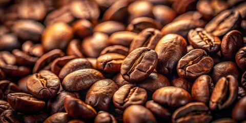Fototapeta premium A Close-Up View of Roasted Coffee Beans, a Aromatic and Rich Blend of Flavor and Texture
