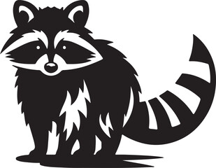 Raccoon Silhouette Vector Art on White Background - Playful Nighttime Animal Icon Design

