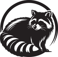 Raccoon Silhouette Vector Art on White Background - Playful Nighttime Animal Icon Design

