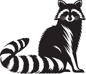Raccoon Silhouette Vector Art on White Background - Playful Nighttime Animal Icon Design

