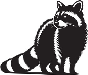 Obraz premium Raccoon Silhouette Vector Art on White Background - Playful Nighttime Animal Icon Design