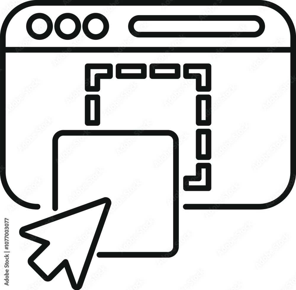 Fototapete Drag and drop action being performed in web browser window, representing user interface design and functionality