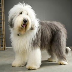 The Old English Sheepdog is a large, affectionate dog known for its distinctive fluffy coat, intelligence.