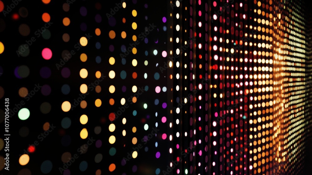 Poster glowing dot grid, an abstract arrangement of luminous dots creating a vibrant digital pattern, showc