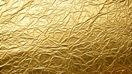 Crinkled Gold Foil Background with Vertical Gradient and Deep Amber Tones, AI Generation