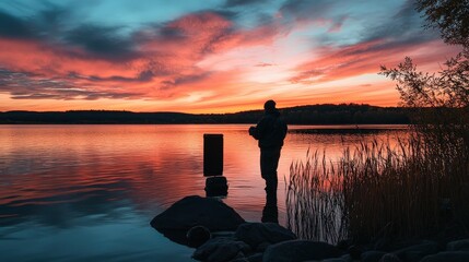 A photographer uses a circular polarizer filter to enhance the color of the sky and reduce glare on the water during an outdoor shoot.