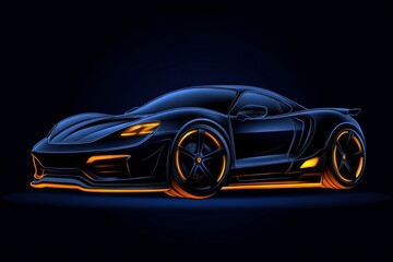 Naklejka premium A high-tech automotive logo with digital textures, neon colors, and a sleek, modern look