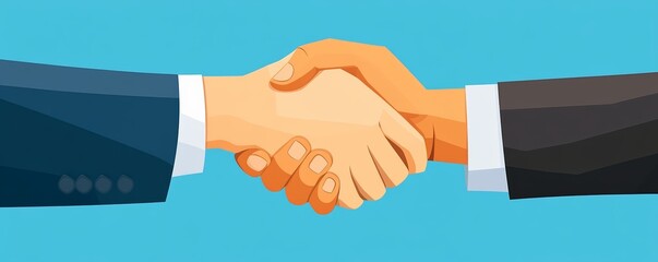 Obraz premium Strong handshake with weak hand falling away, copy space, flat design illustration
